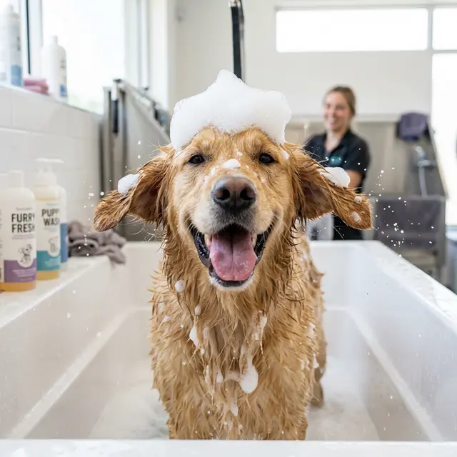 Golden Retriever — Baño completo